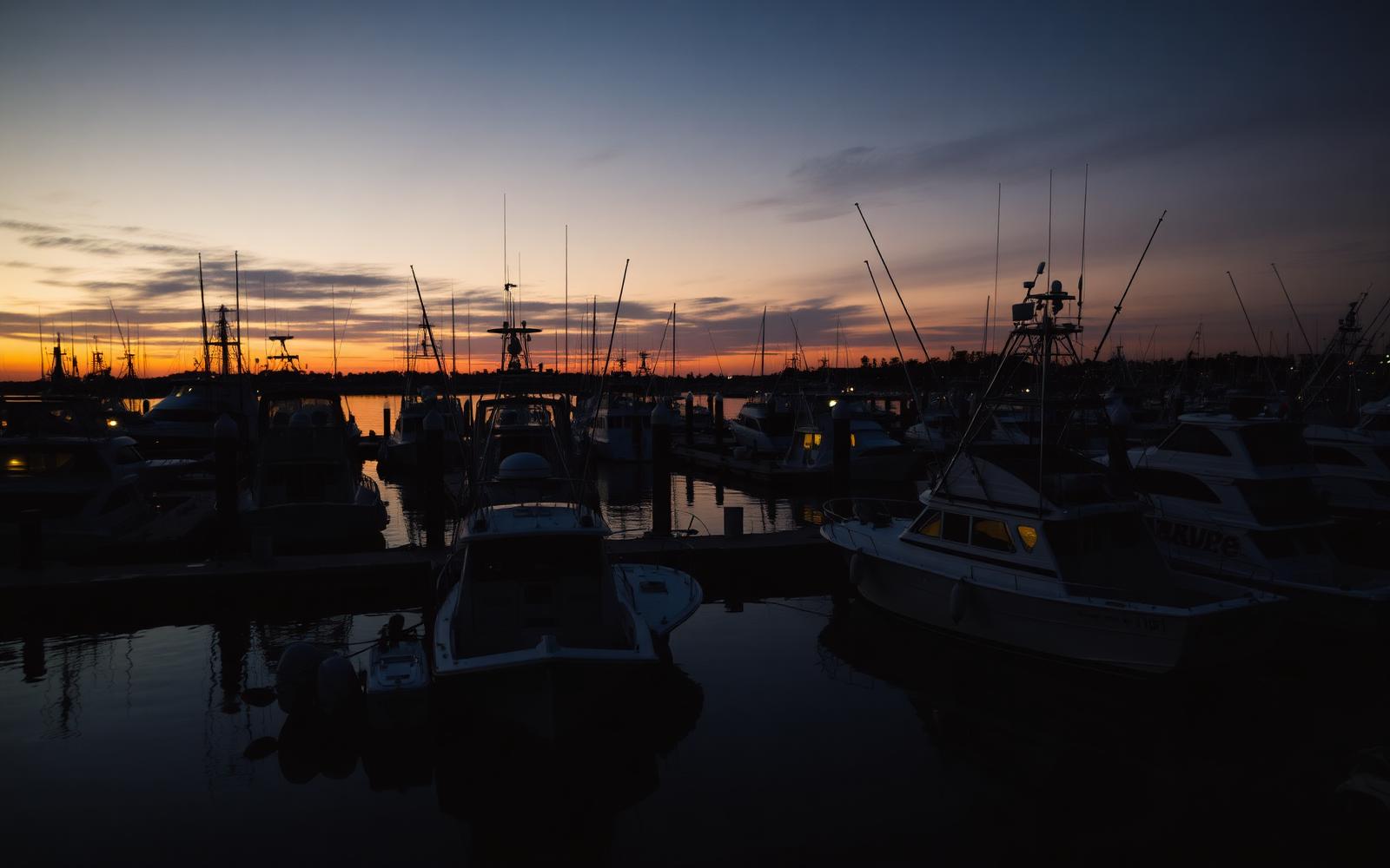 Long Beach harbor at sunset